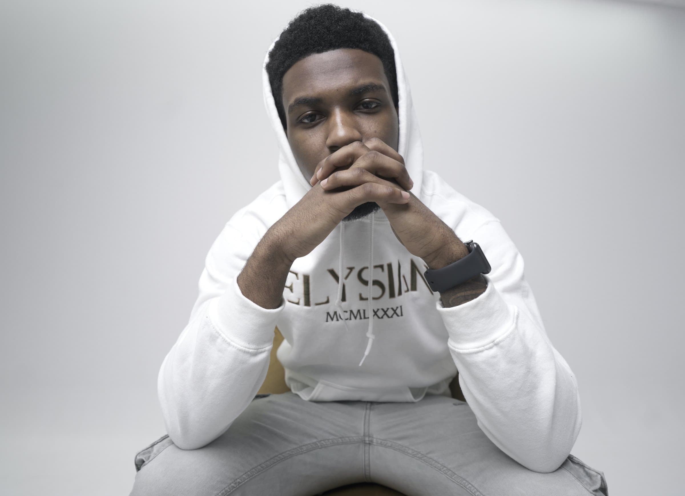 Elysian hoodie, studio portrait