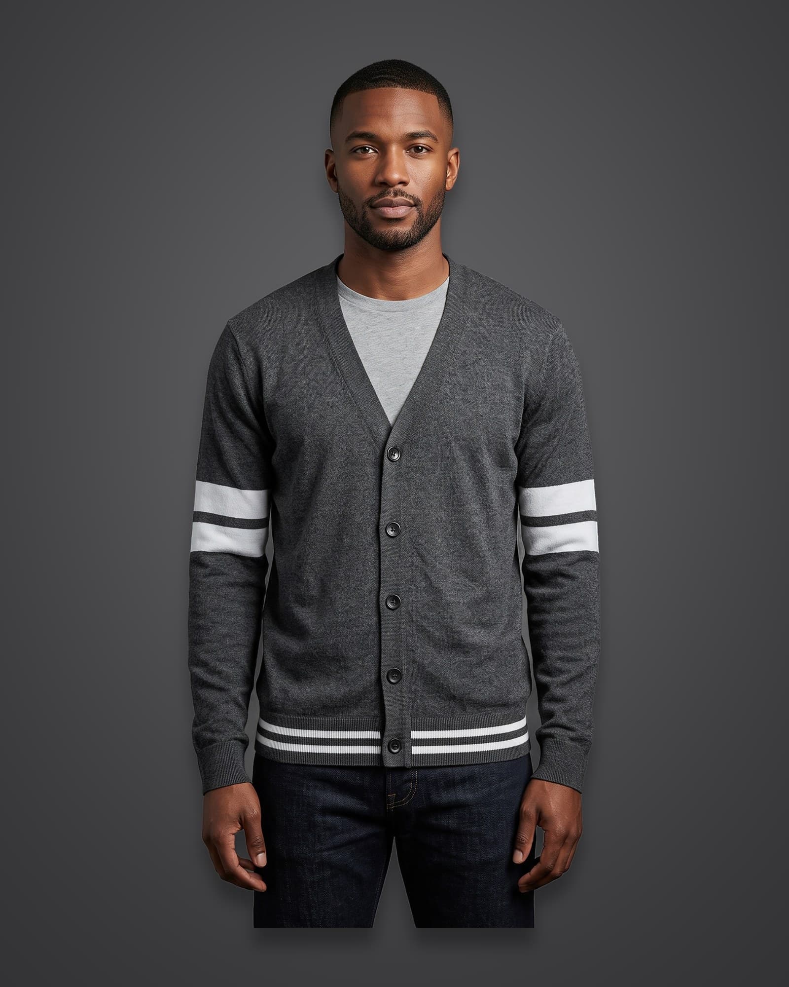 Varsity Cardigan, Charcoal