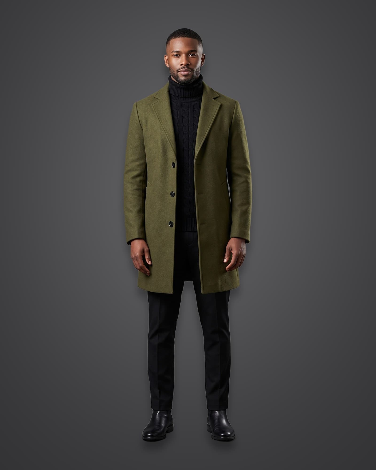 Single-Breasted Coat, Olive