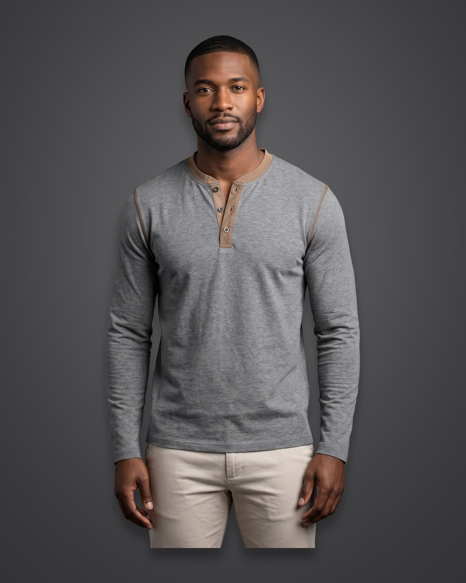 Contrast Henley, Gray