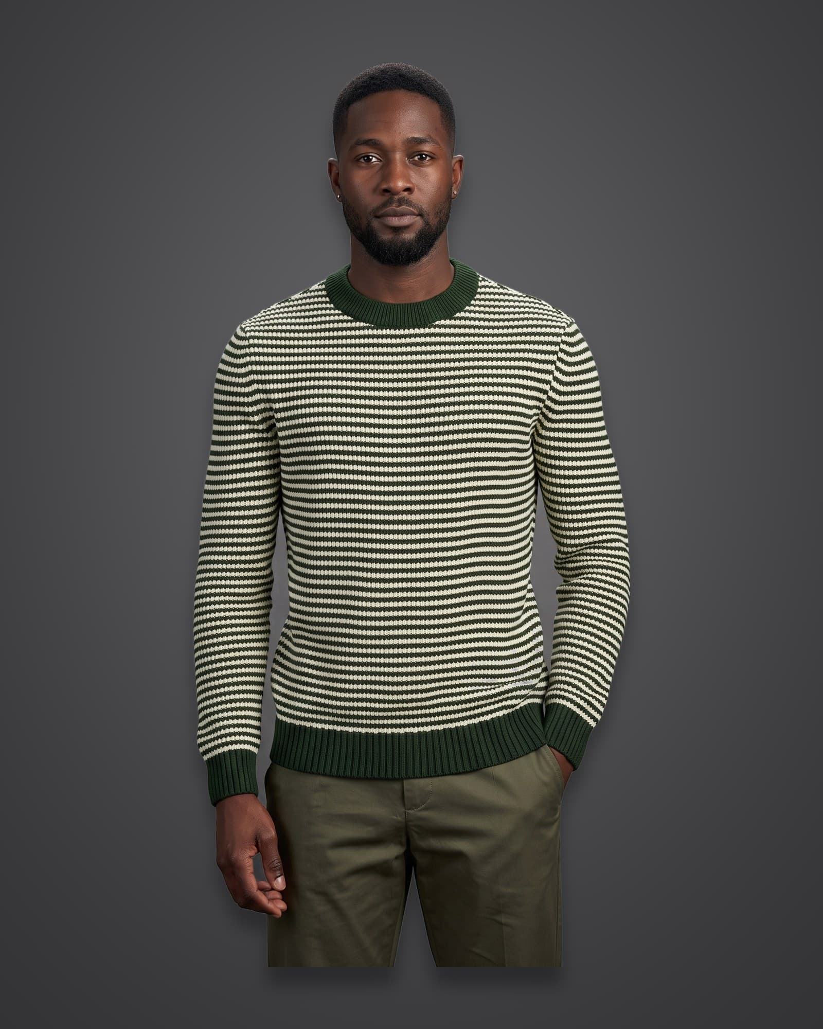 Striped Crew Knit, Green
