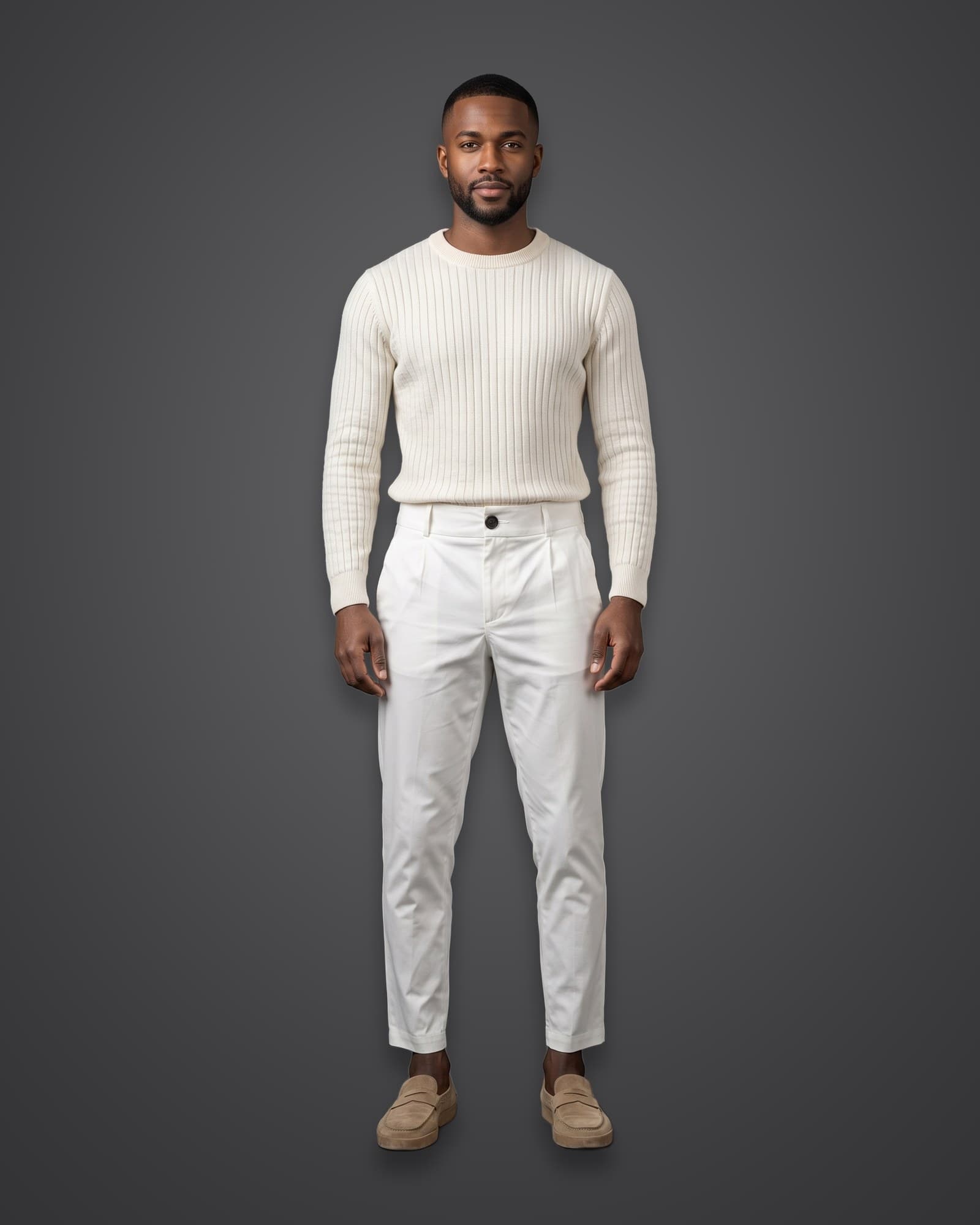 Pleated Trousers, White