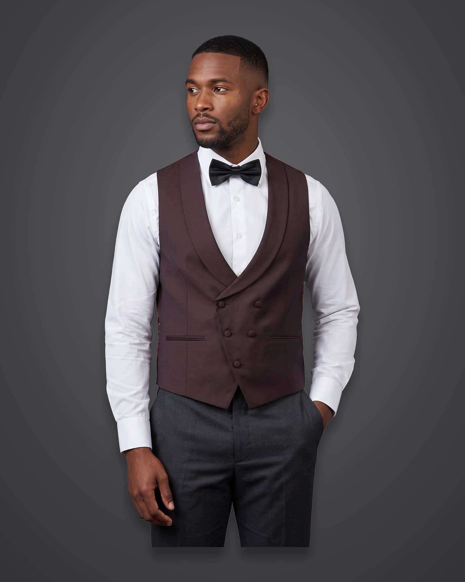 Shawl Vest, Burgundy