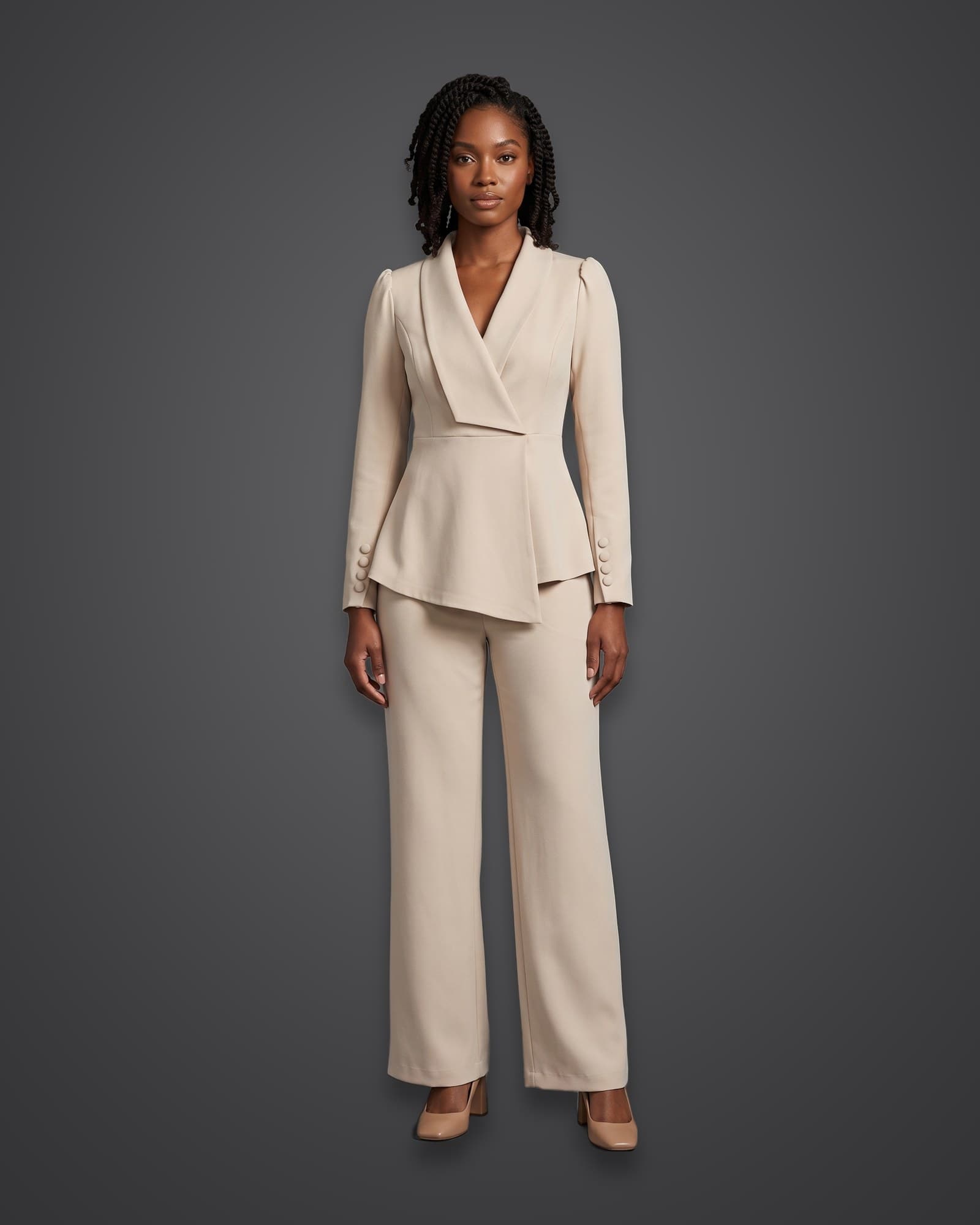 Peplum Suit, Beige