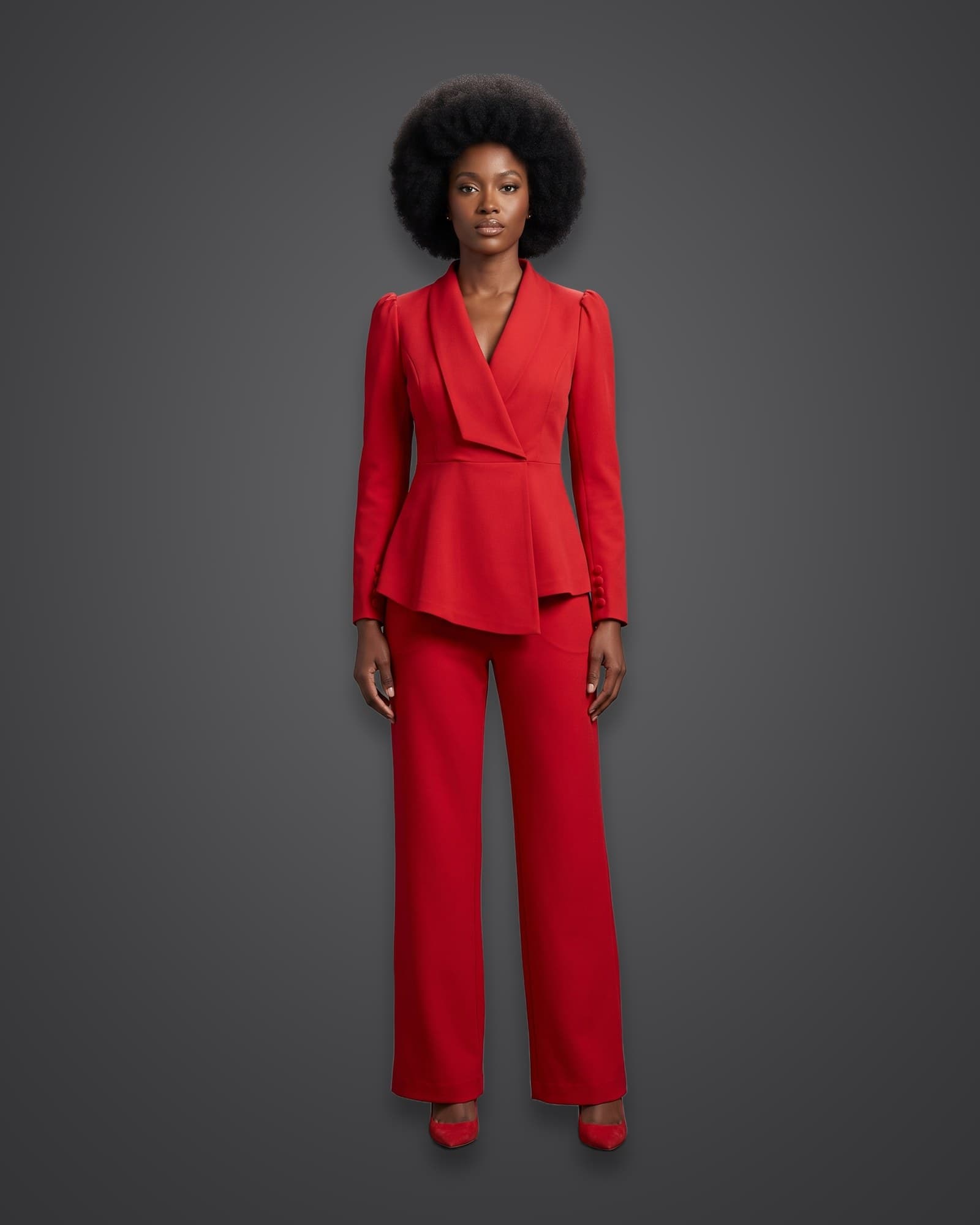 Peplum Suit, Red