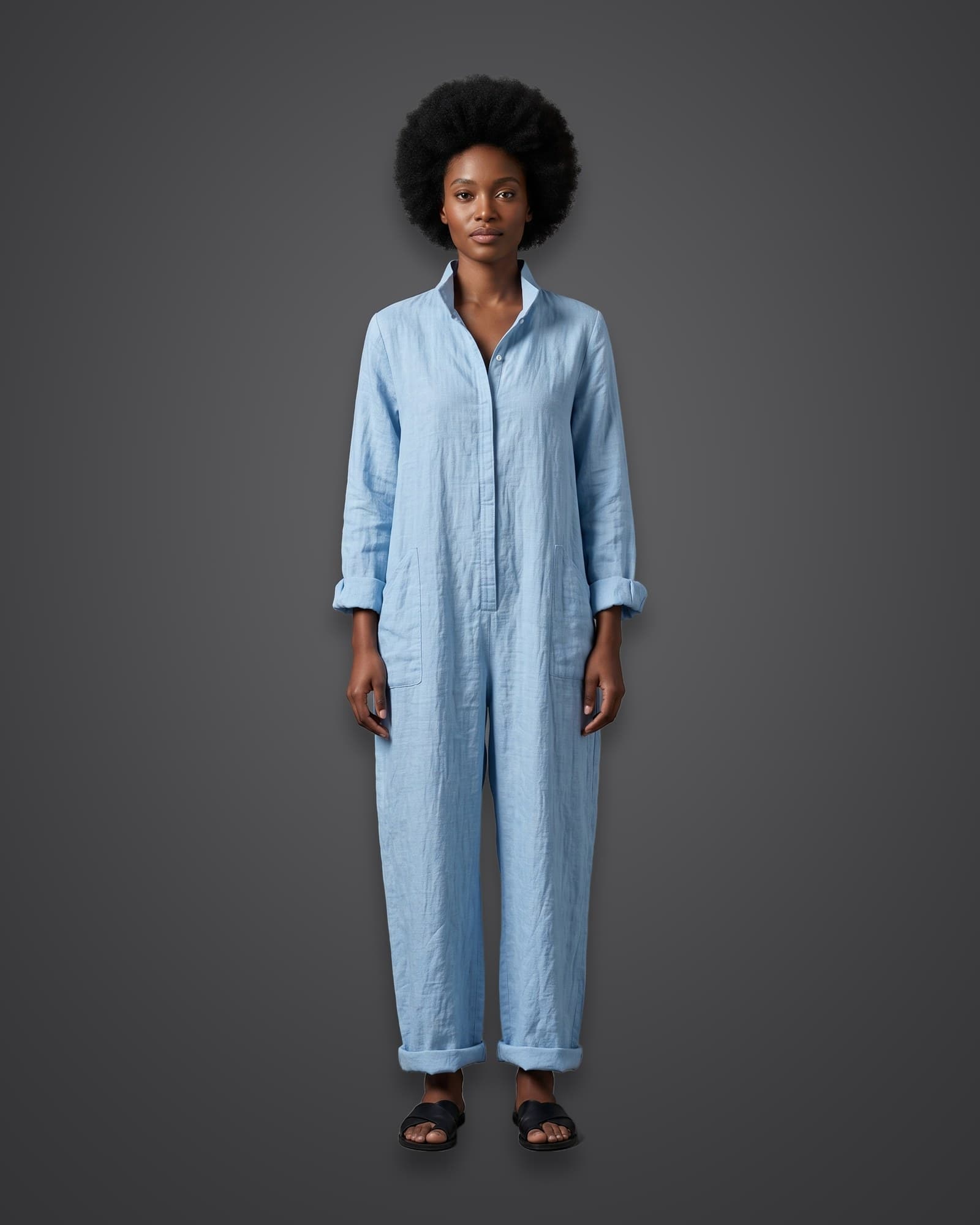 Linen Jumpsuit, Sky