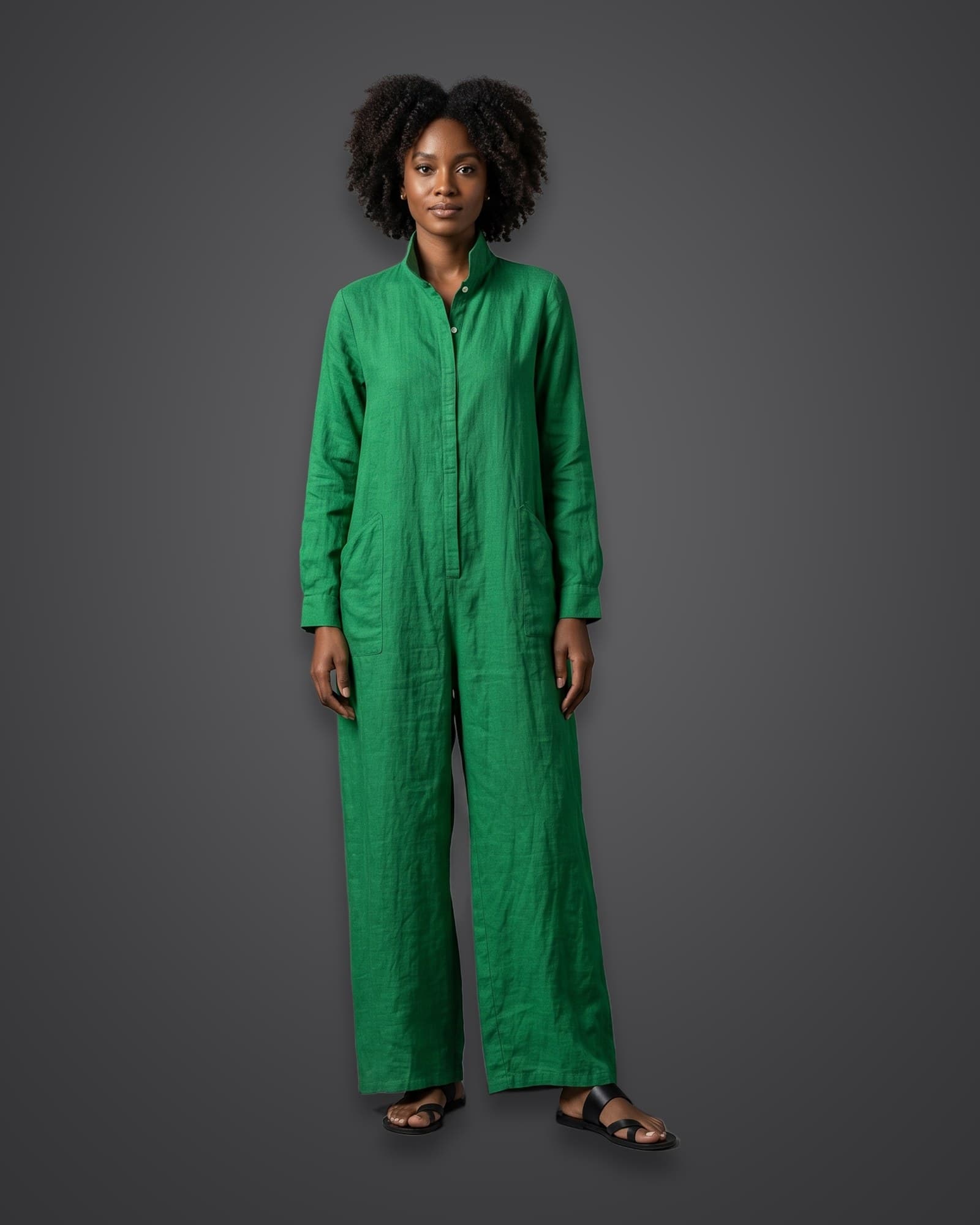 Linen Jumpsuit, Green
