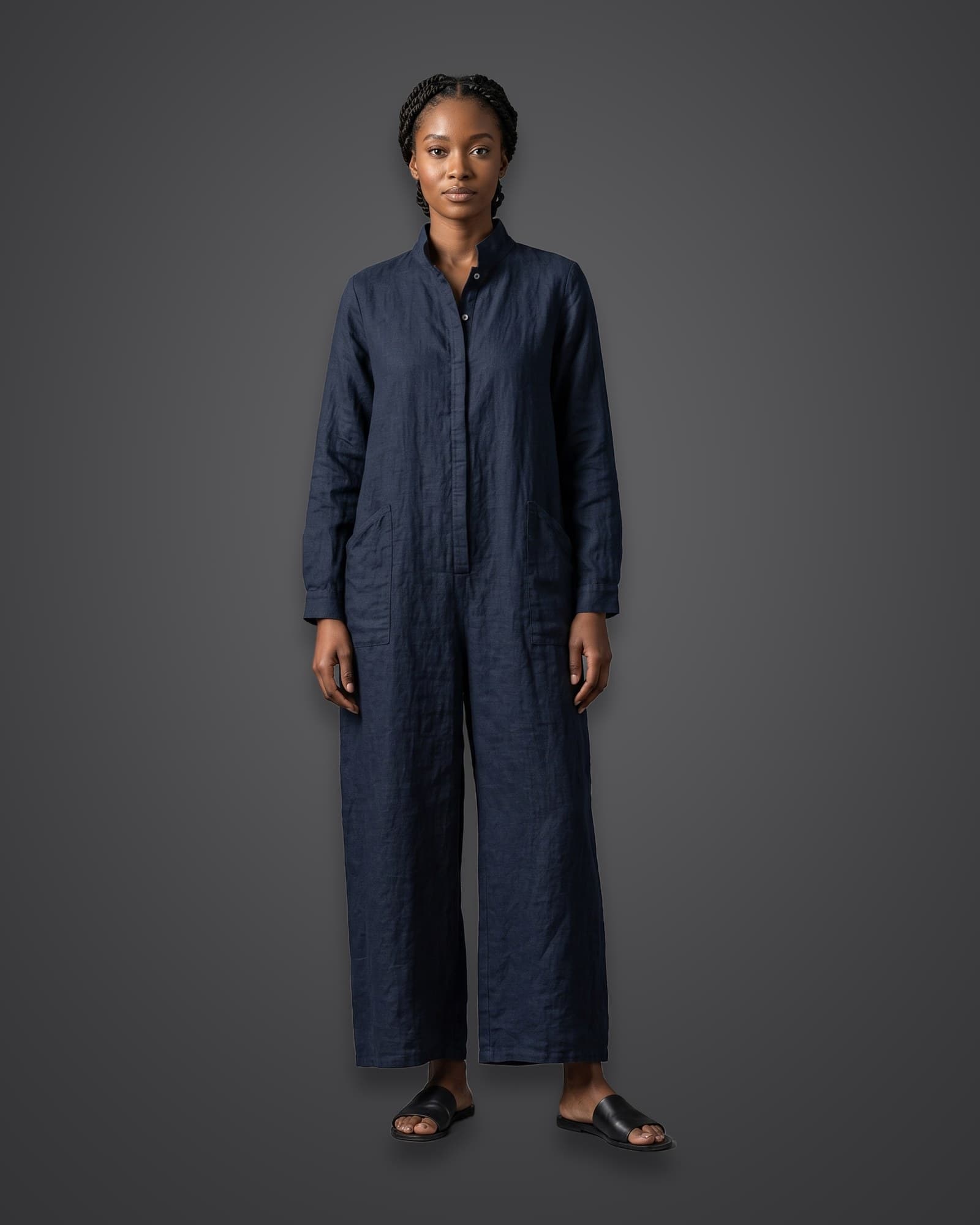 Linen Jumpsuit, Navy