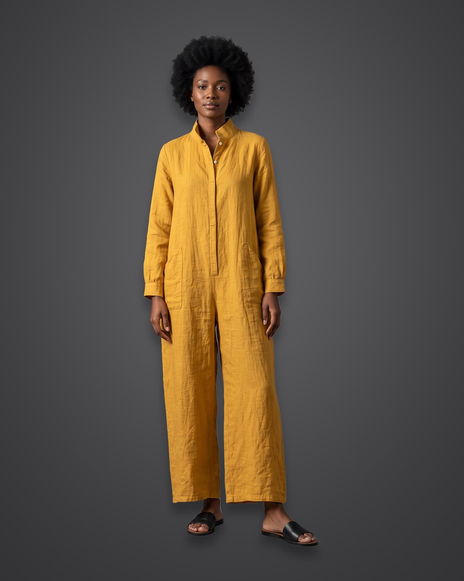 Linen Jumpsuit, Mustard