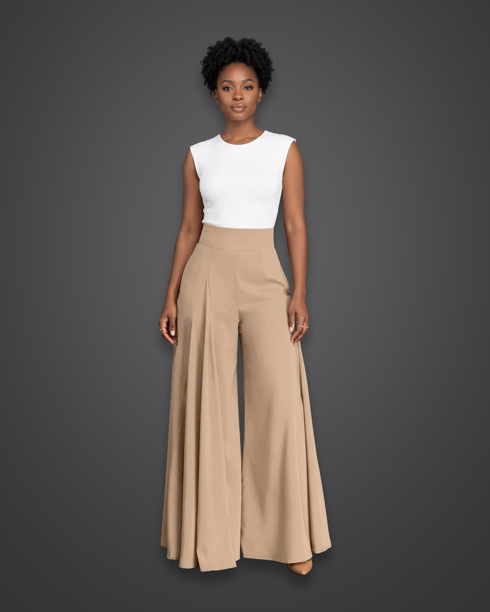 Palazzo Pants, Beige