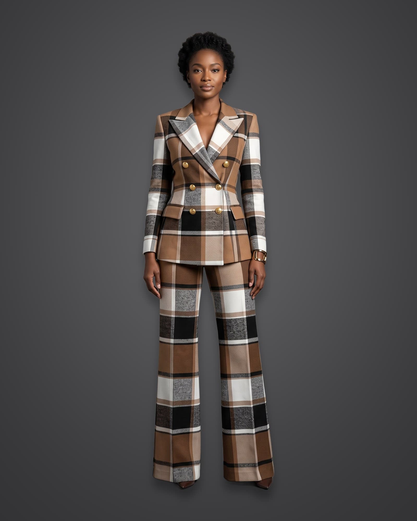 Double-Breasted Suit, Brown Check