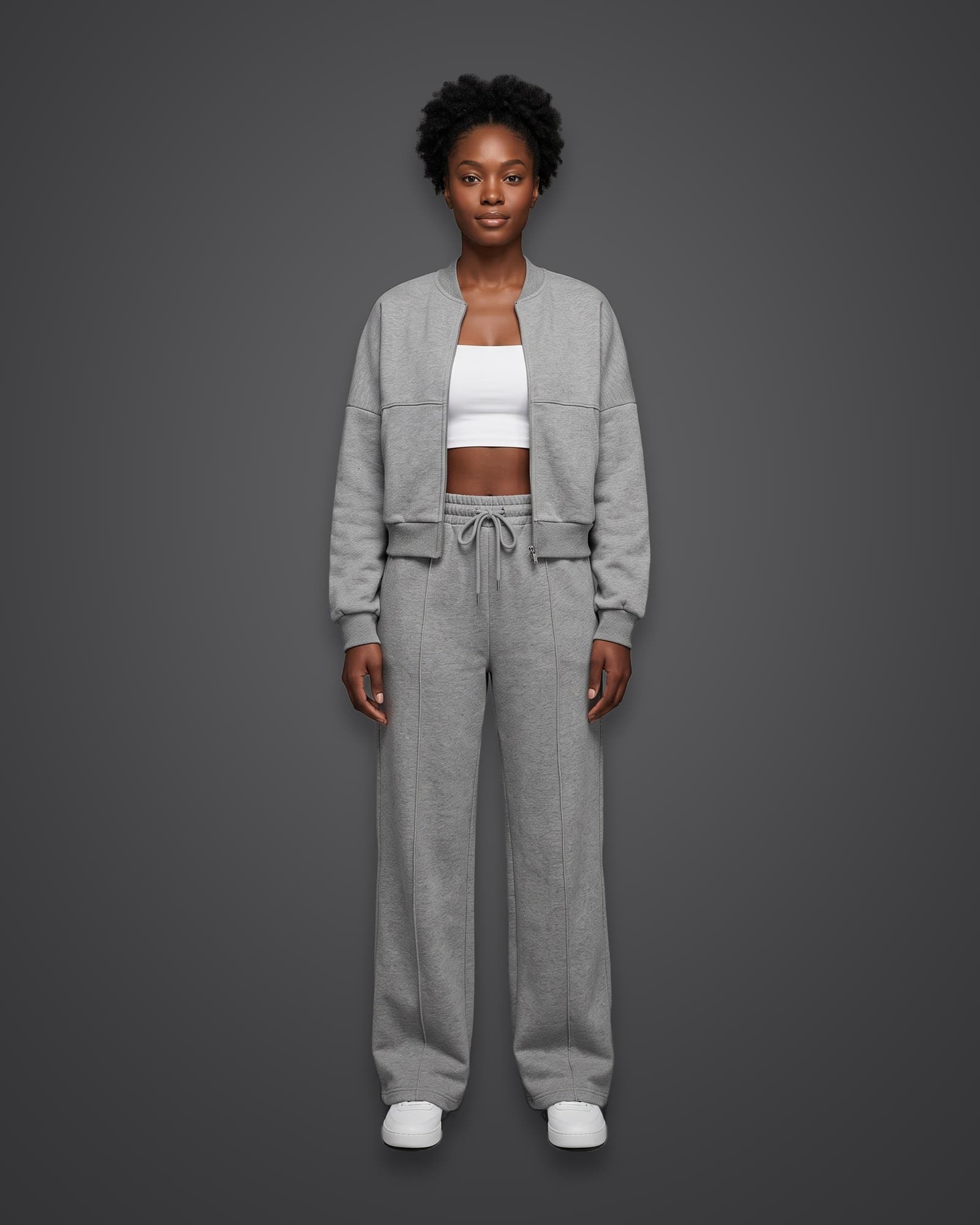 Zip Jacket Set, Gray