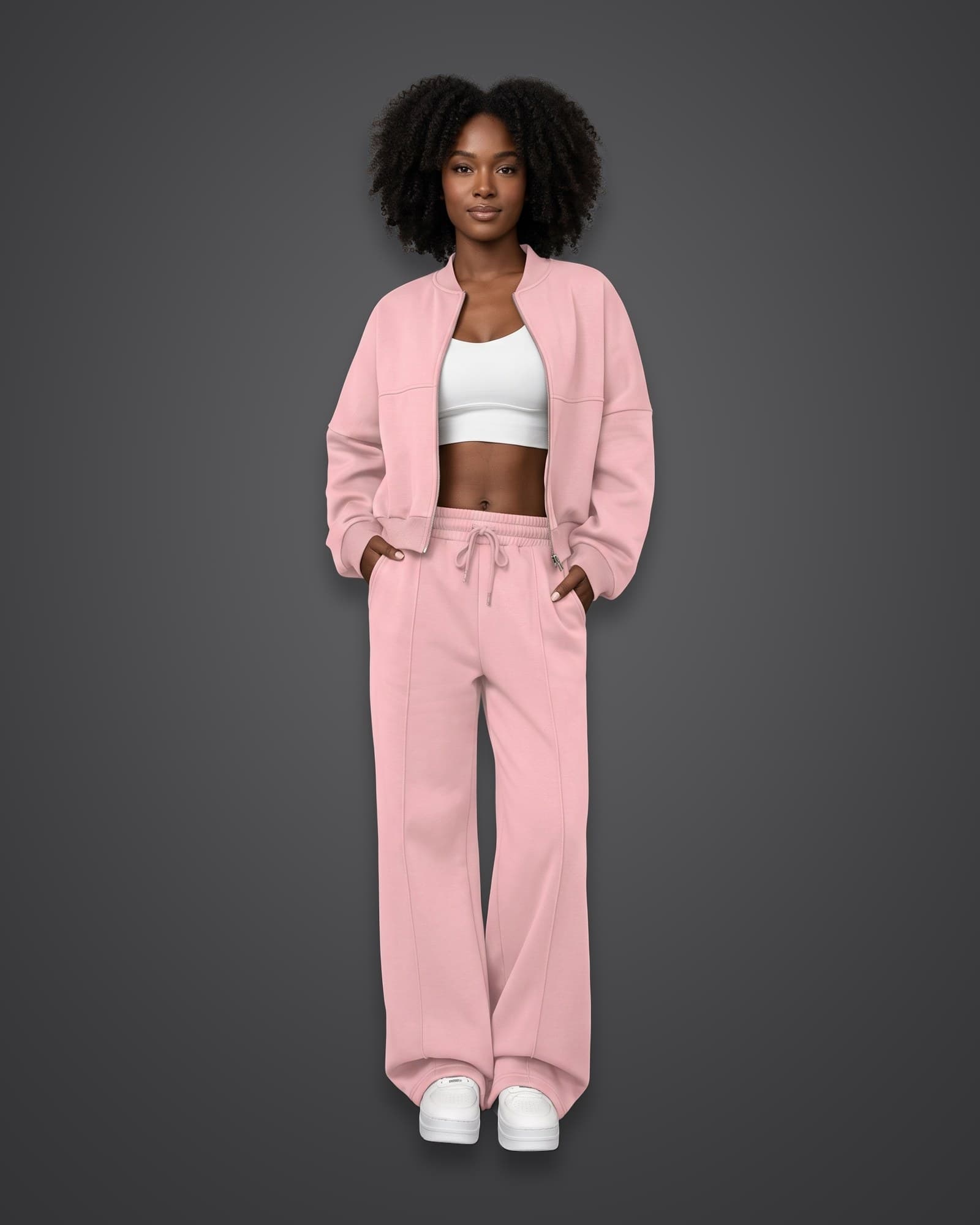 Zip Jacket Set, Pink