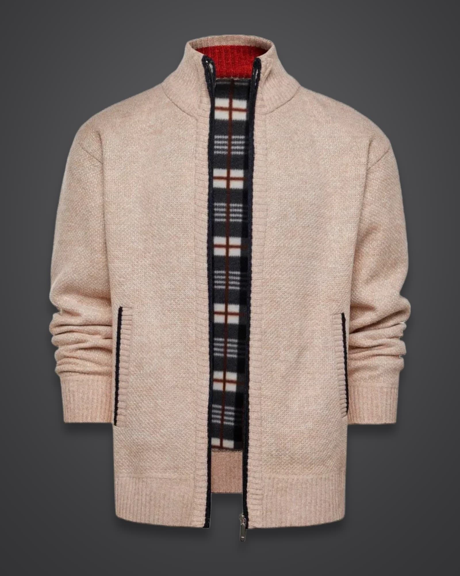 Zip Knit Jacket, Beige